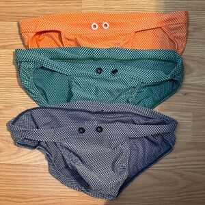Three-Pack Mens Swim Briefs - Orange, Teal, Navy